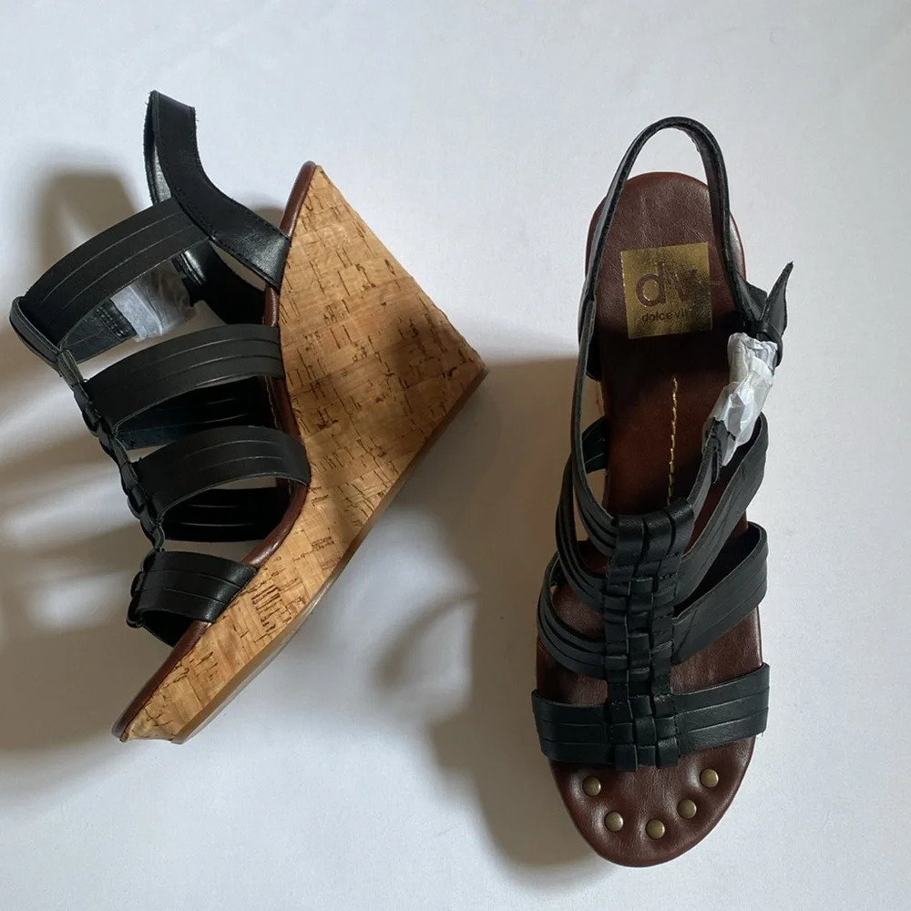 Dolce Vita Shoes Platform Wedge Leather Cork Sandals size 9